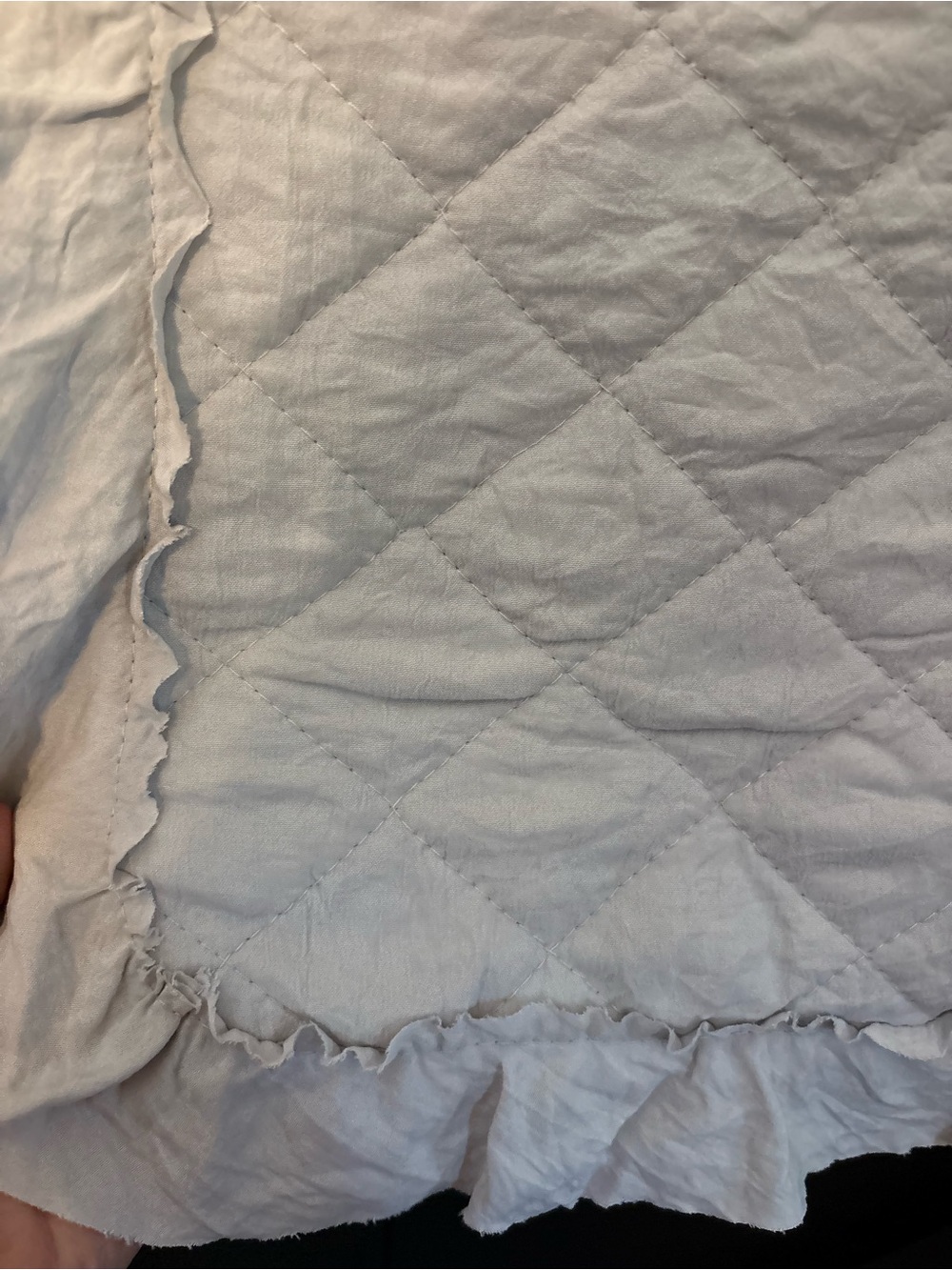 Light Gray Quilted Ruffle Throw - Picture 8 of 9